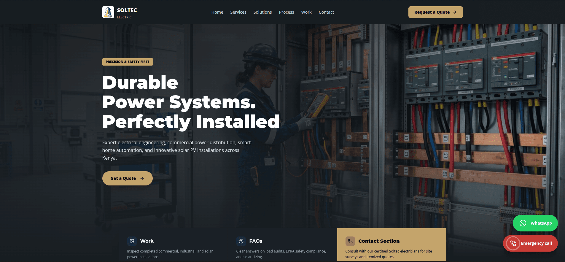 Soltec Electric company website homepage